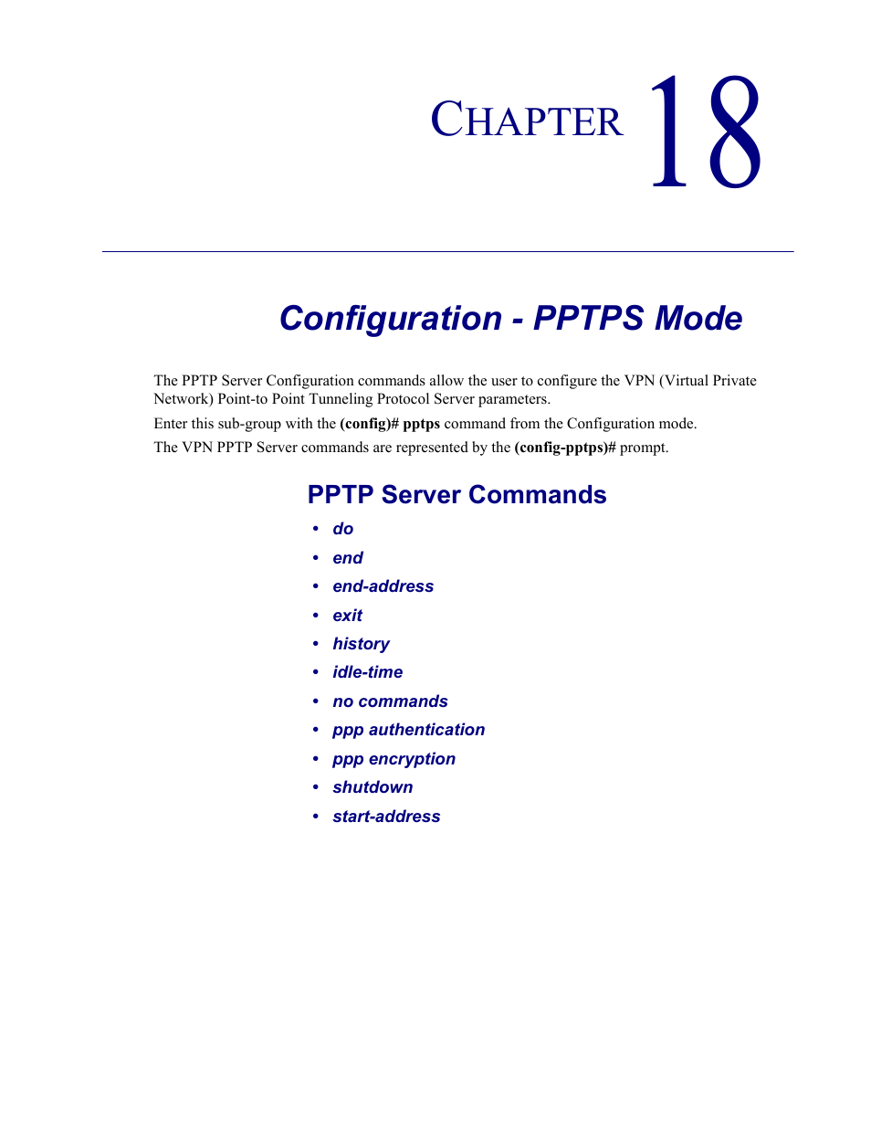 18–configuration - pptps mode, Configuration - pptps mode, Chapter 18, configuration - pptps mode | Hapter | Carrier Access Adit 3000 Series and Multi-Service Router (MSR) Card none User Manual | Page 403 / 496