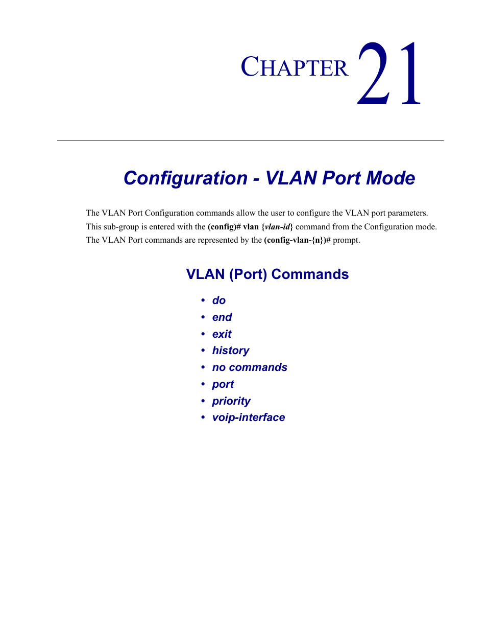 21–configuration - vlan port mode, Configuration - vlan port mode | Carrier Access Adit 3000 Series and Multi-Service Router (MSR) Card none User Manual | Page 425 / 496