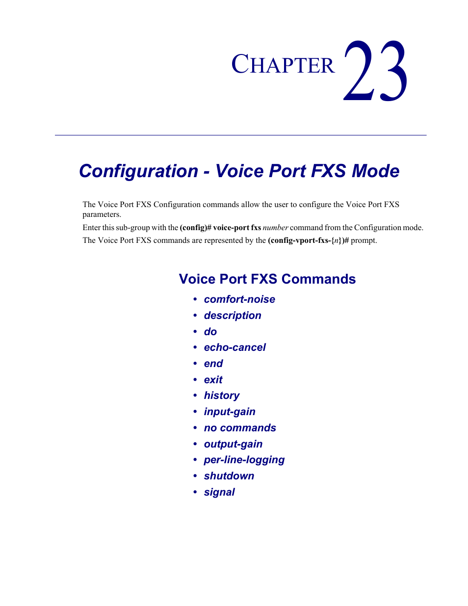 23–configuration - voice port fxs mode, Configuration - voice port fxs mode, Fxs- chapter 23 an | Carrier Access Adit 3000 Series and Multi-Service Router (MSR) Card none User Manual | Page 437 / 496