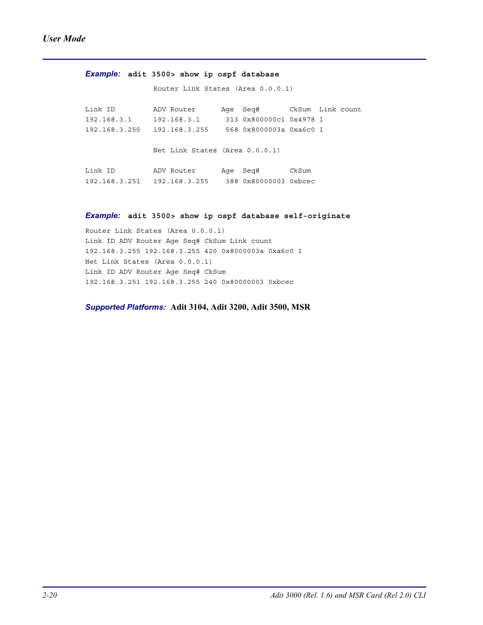 Carrier Access Adit 3000 Series and Multi-Service Router (MSR) Card none User Manual | Page 44 / 496