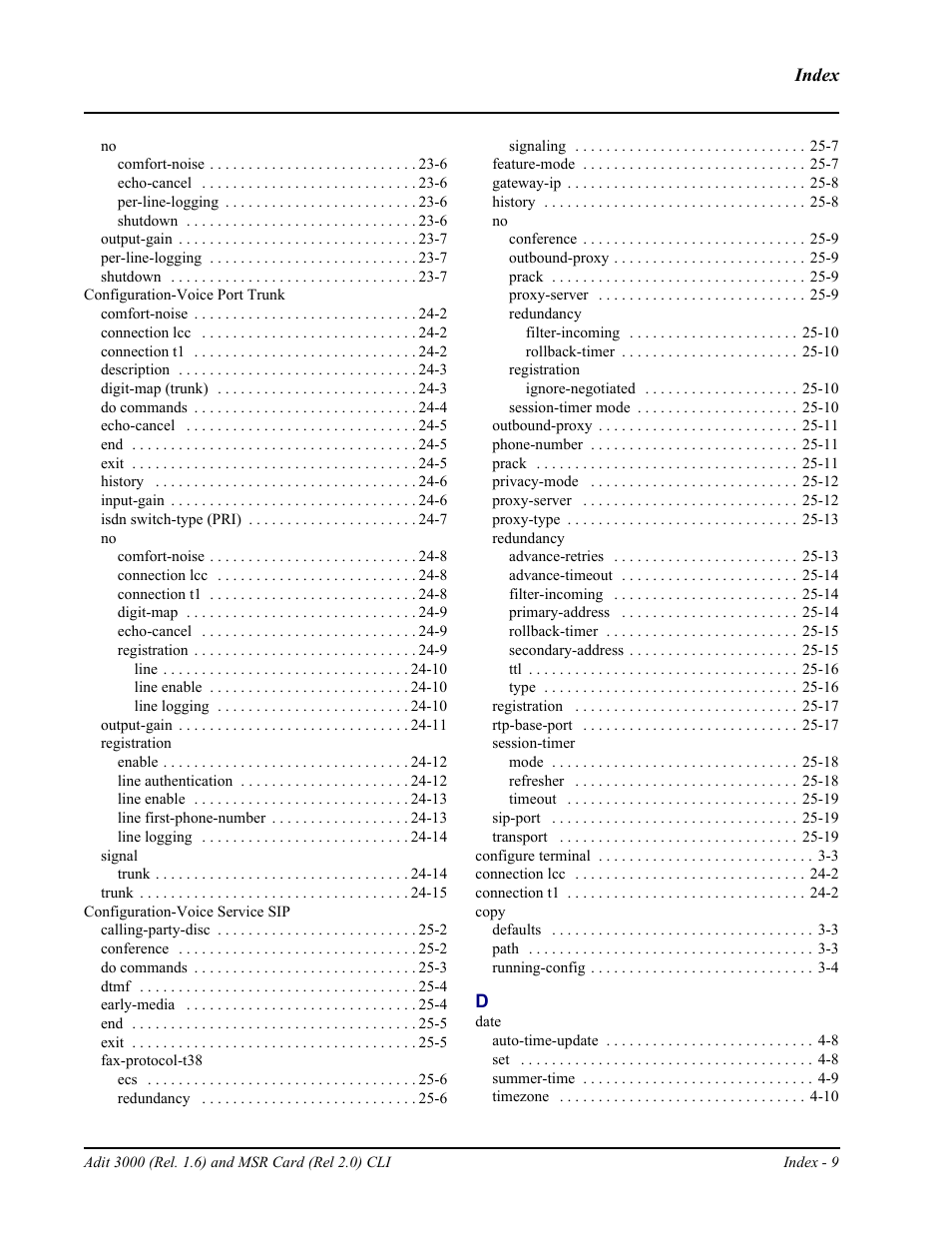 Carrier Access Adit 3000 Series and Multi-Service Router (MSR) Card none User Manual | Page 489 / 496