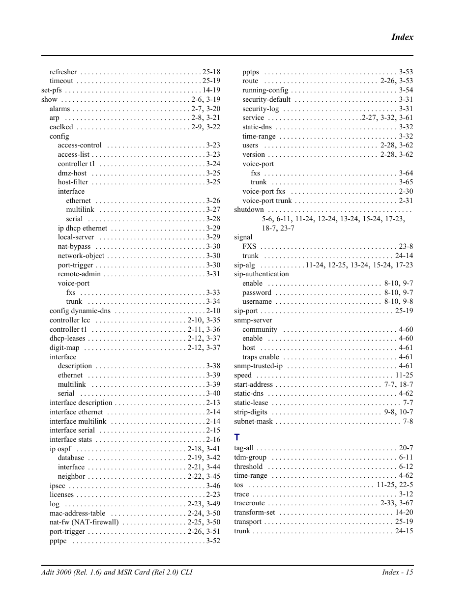 Carrier Access Adit 3000 Series and Multi-Service Router (MSR) Card none User Manual | Page 495 / 496