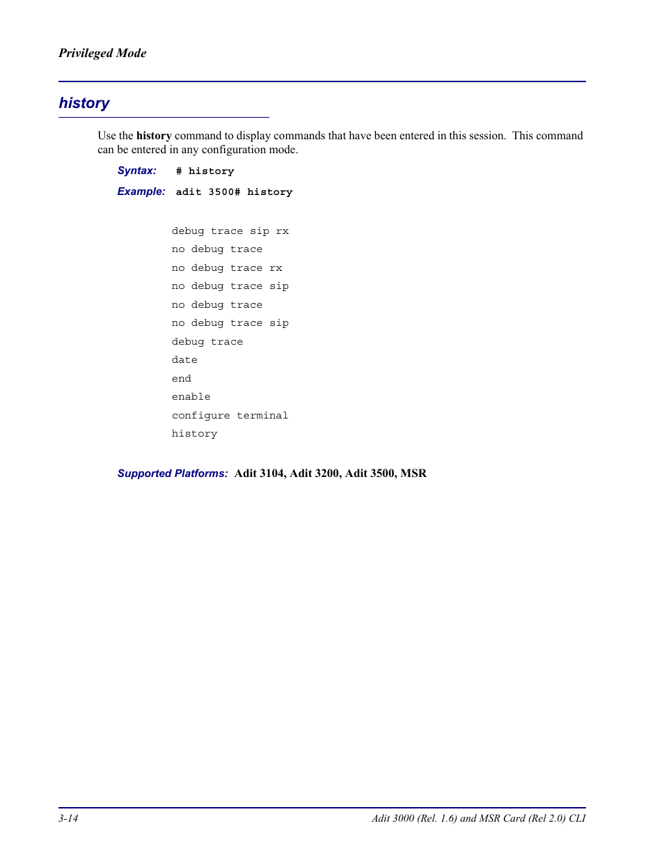 History, History -14 | Carrier Access Adit 3000 Series and Multi-Service Router (MSR) Card none User Manual | Page 72 / 496
