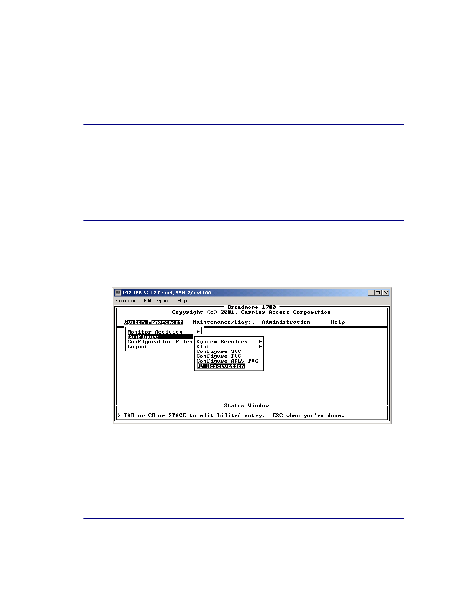 Vp reservation, Vp reservation -67 | Carrier Access Broadmore 1750 User Manual | Page 181 / 420