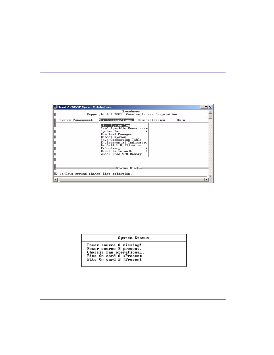 Maintenance/diagnostics, Maintenance/diagnostics -40 | Carrier Access Broadmore 1750 User Manual | Page 228 / 420