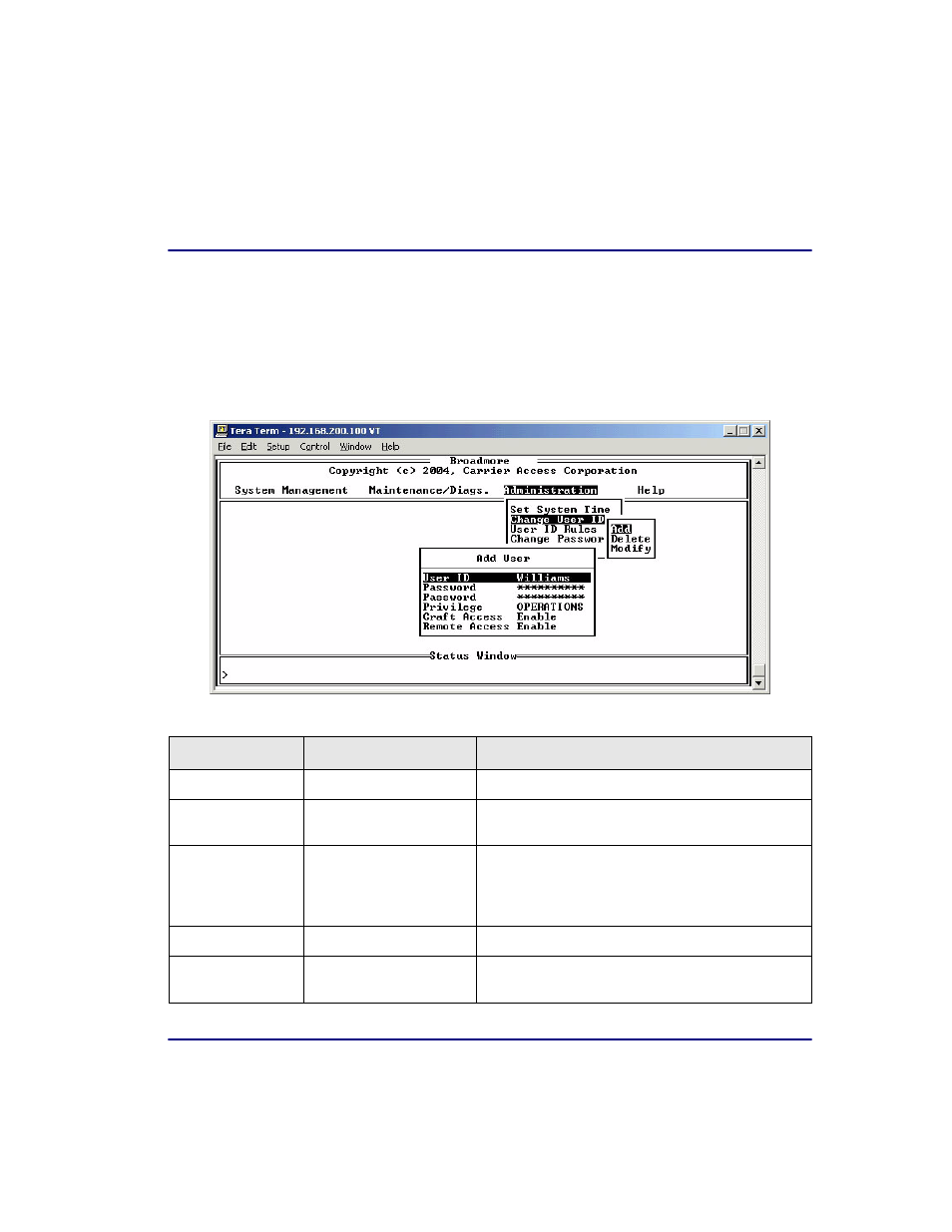 Change user id, Change user id -11 | Carrier Access Broadmore 1750 User Manual | Page 255 / 420