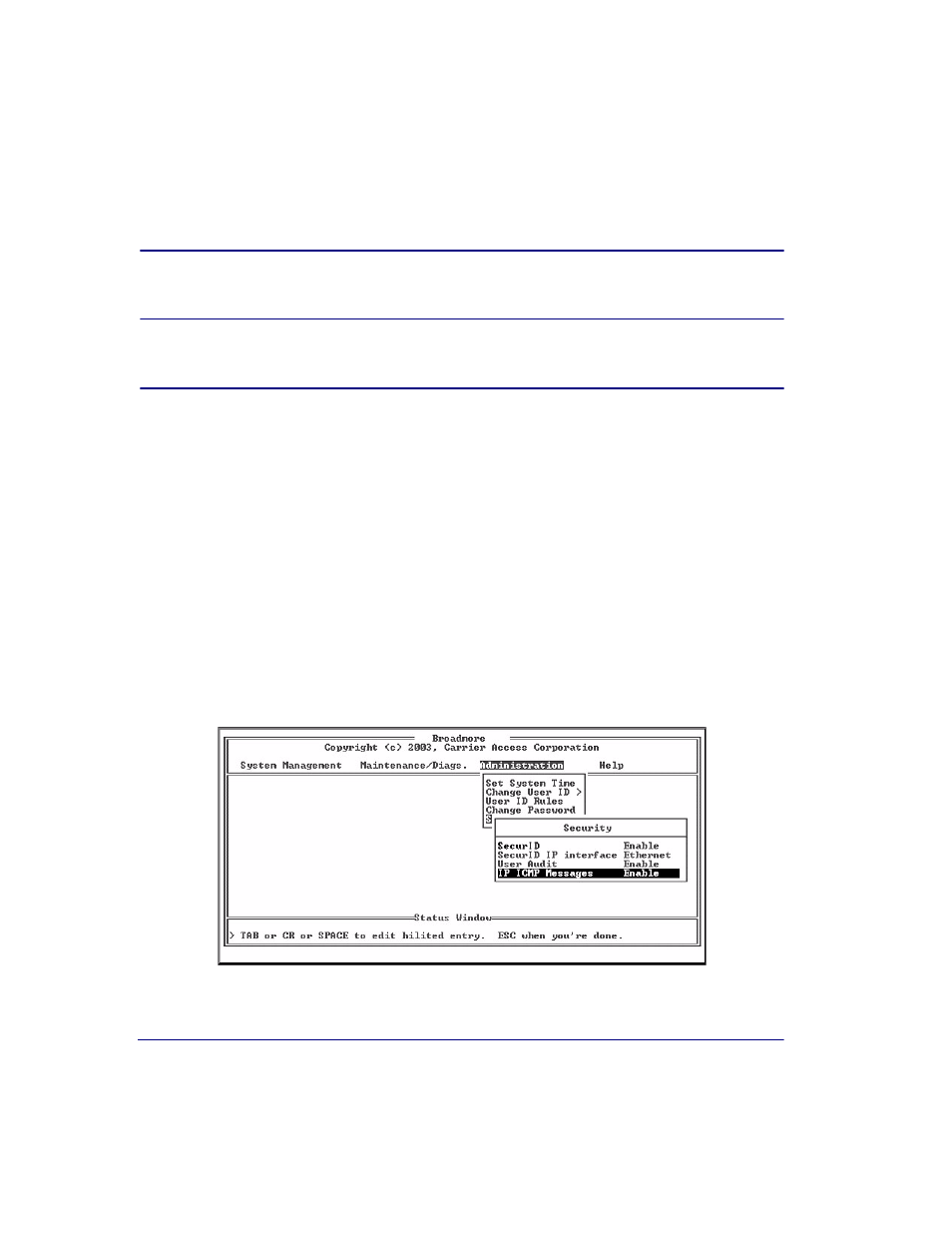 Disabling securid, Ip icmp messages, Disabling securid -24 ip icmp messages -24 | Carrier Access Broadmore 1750 User Manual | Page 290 / 420