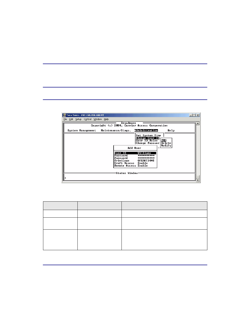 Change user id, Change user id -27 | Carrier Access Broadmore 1750 User Manual | Page 293 / 420
