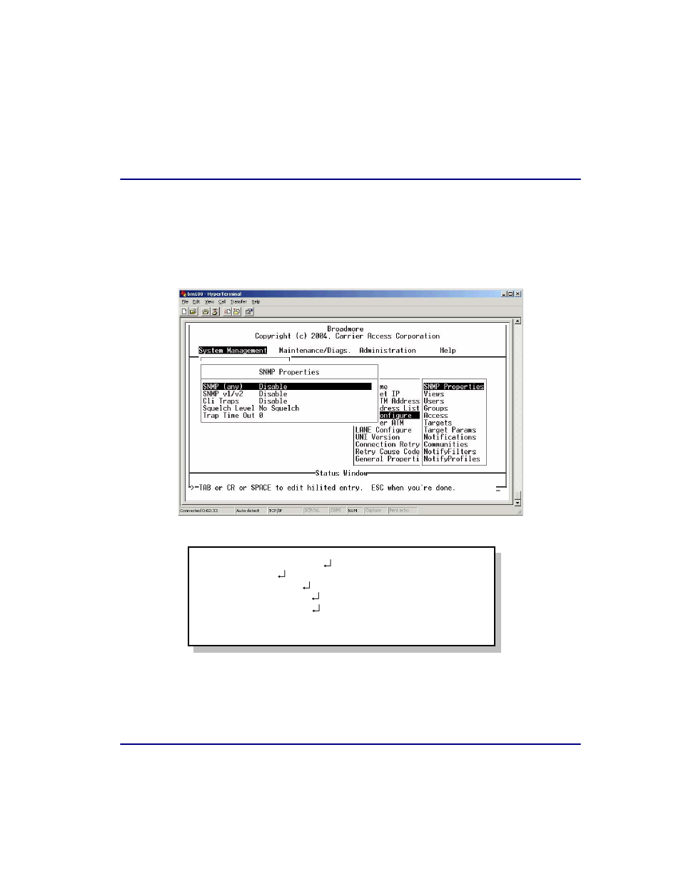 Snmp properties, Snmp properties -3 | Carrier Access Broadmore 1750 User Manual | Page 321 / 420