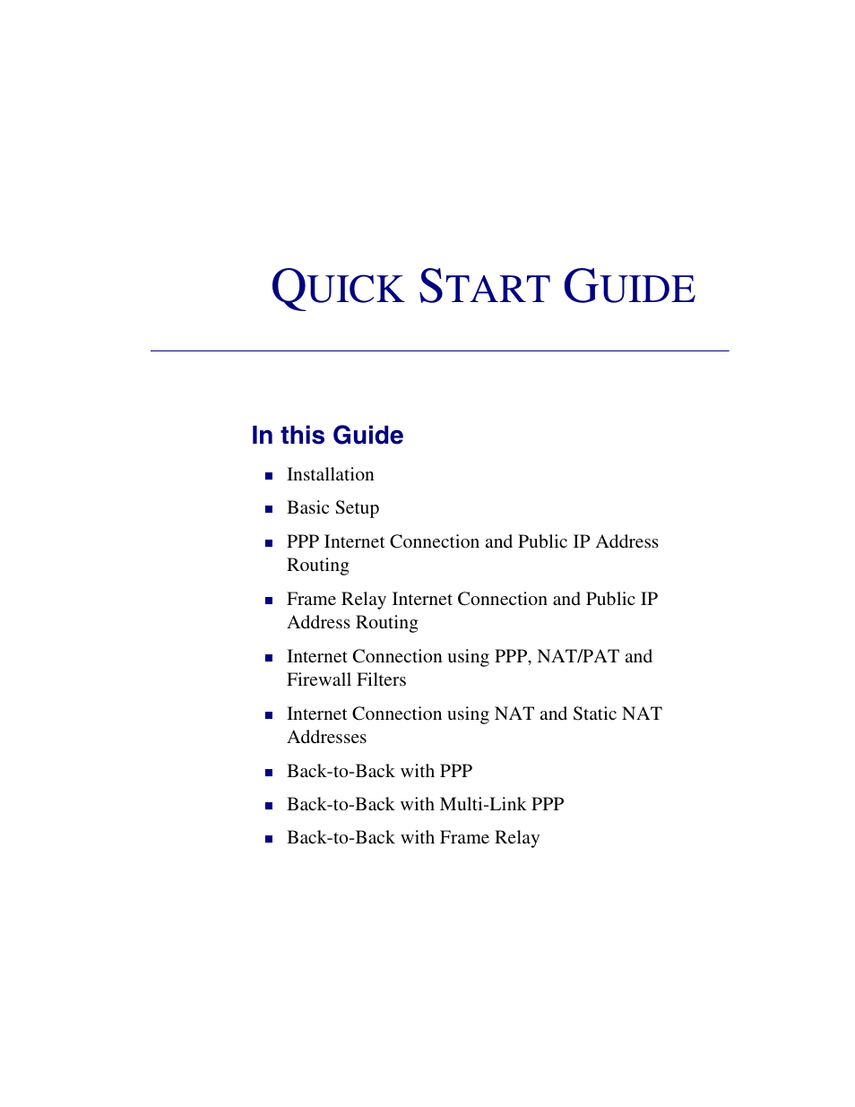 Uick, Tart, Uide | Carrier Access Terminal Server Router User Manual | Page 3 / 16