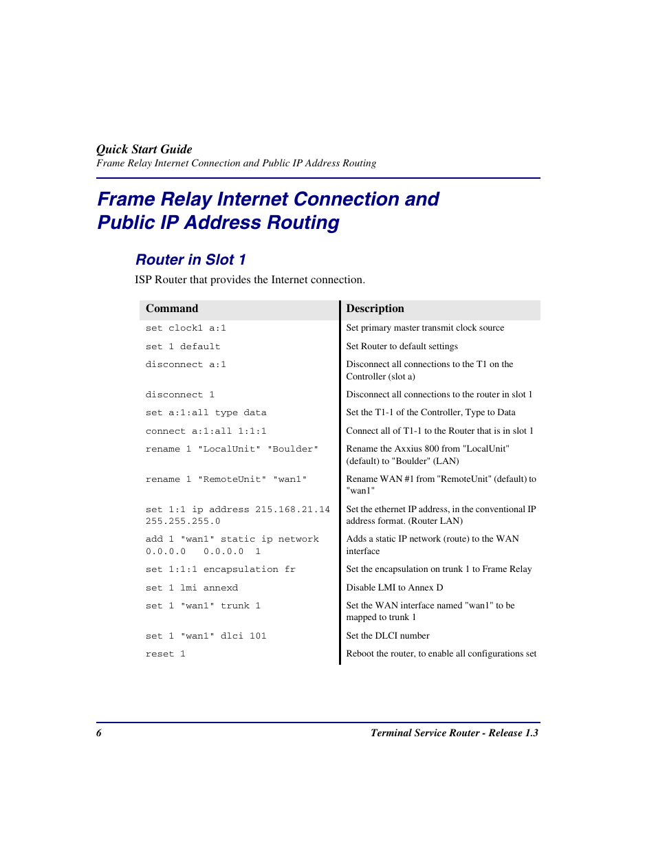 Router in slot 1 | Carrier Access Terminal Server Router User Manual | Page 6 / 16