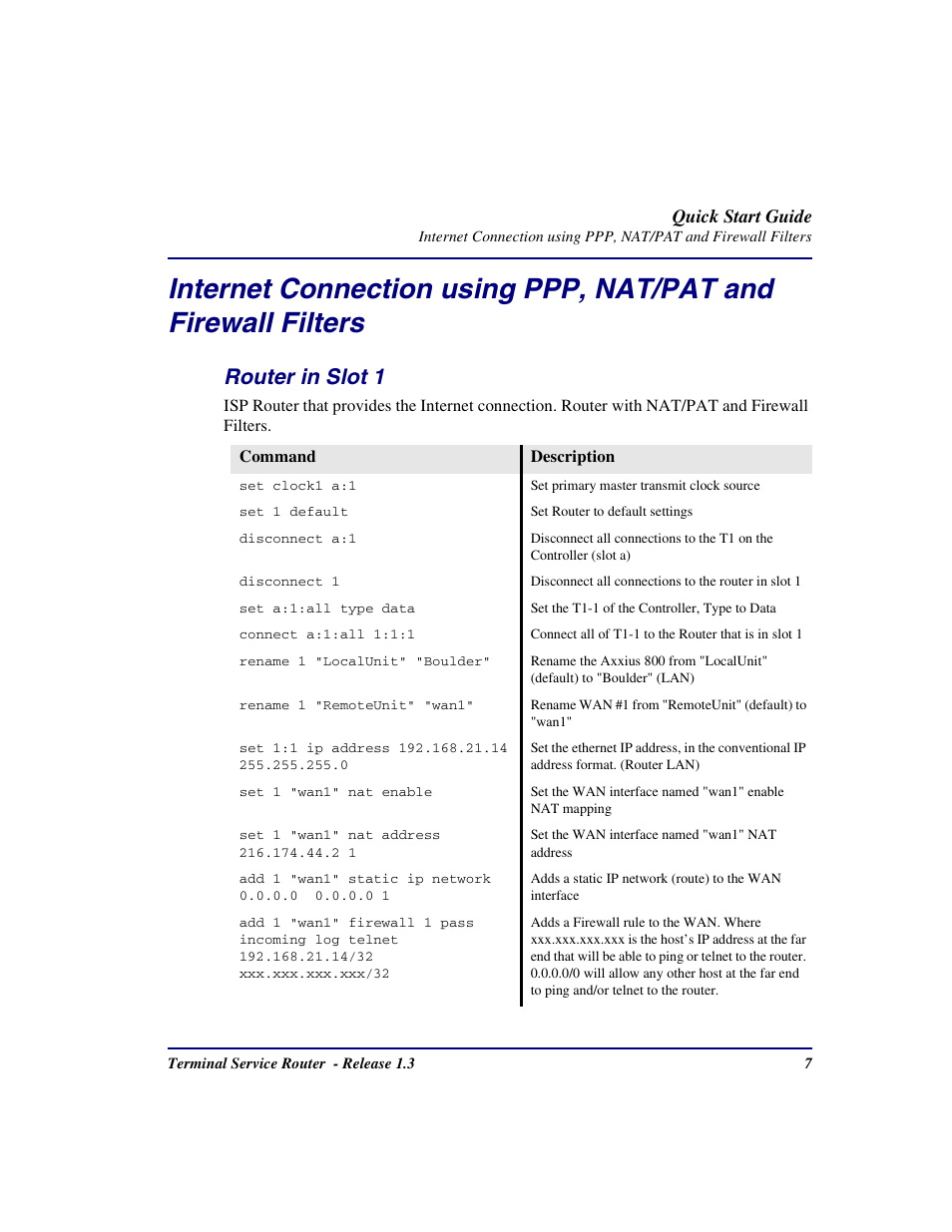 Router in slot 1 | Carrier Access Terminal Server Router User Manual | Page 7 / 16