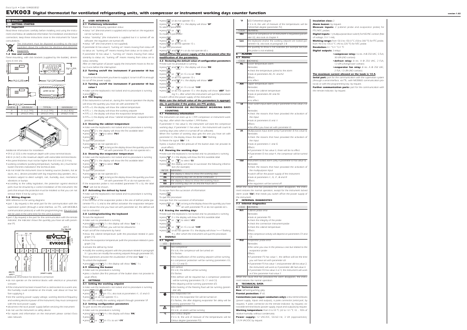 EVCO EVK003N3 User Manual | 2 pages