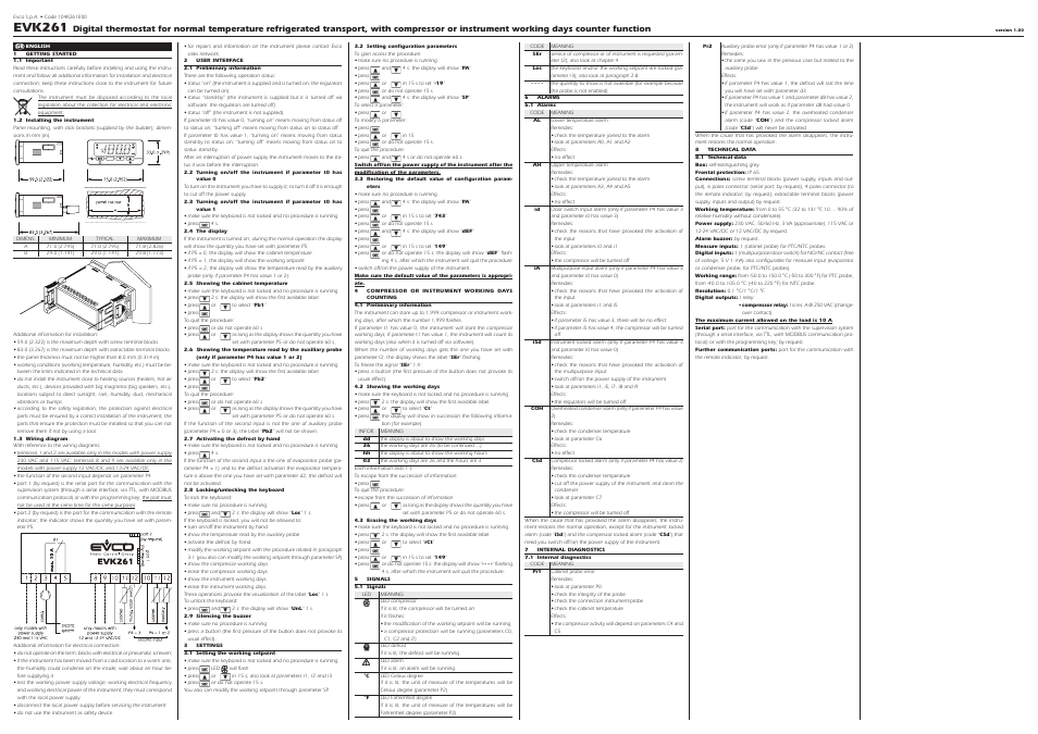 EVCO EVK261N3 User Manual | 2 pages