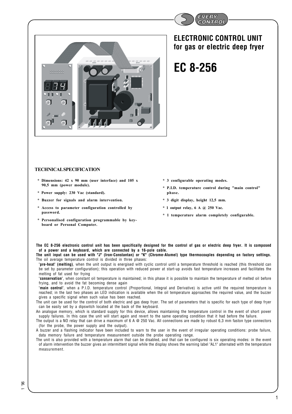 EVCO ECK256J220S001 User Manual | 6 pages