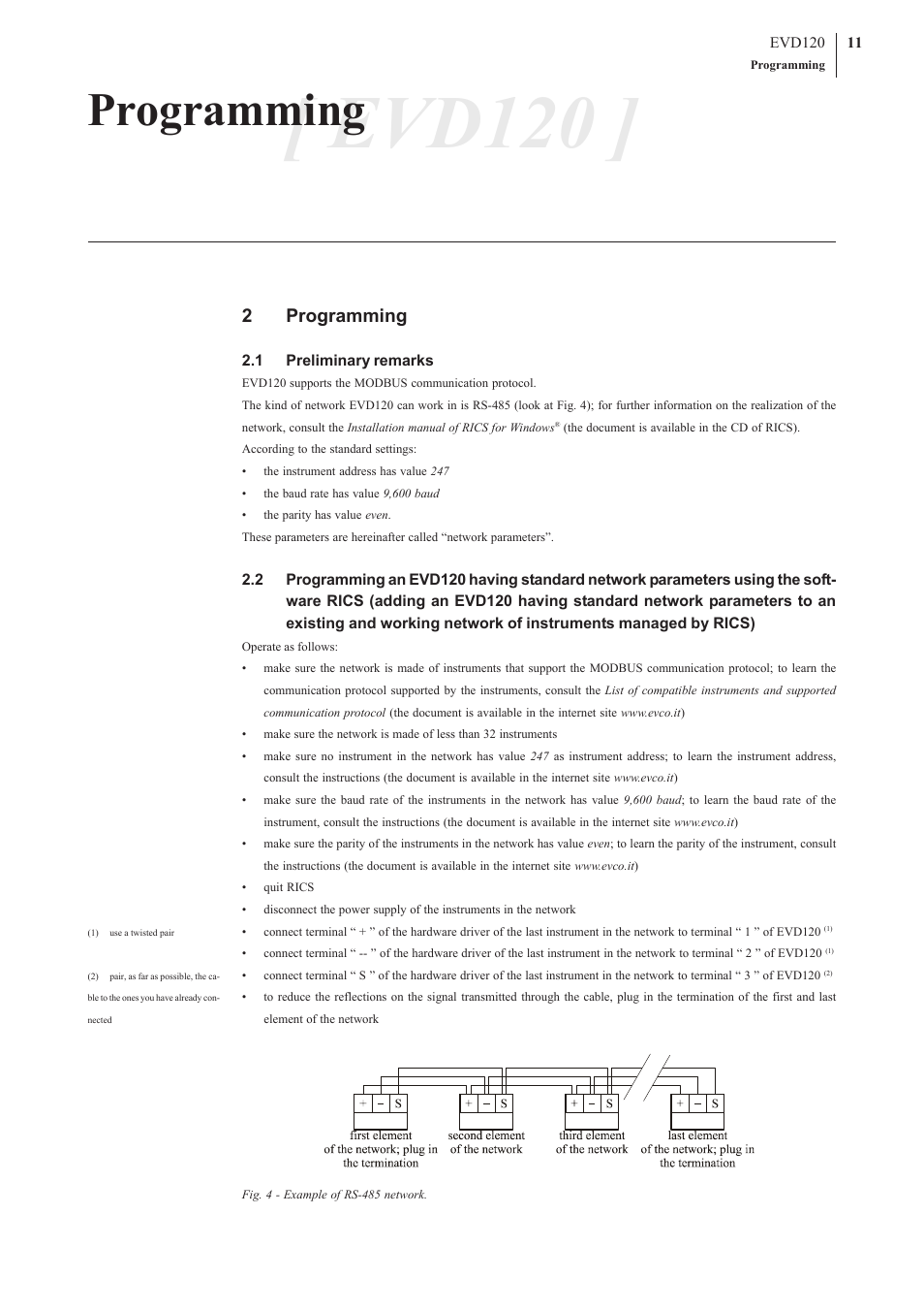 Evd120, Programming, 2programming | EVCO EVD120 User Manual | Page 11 / 36