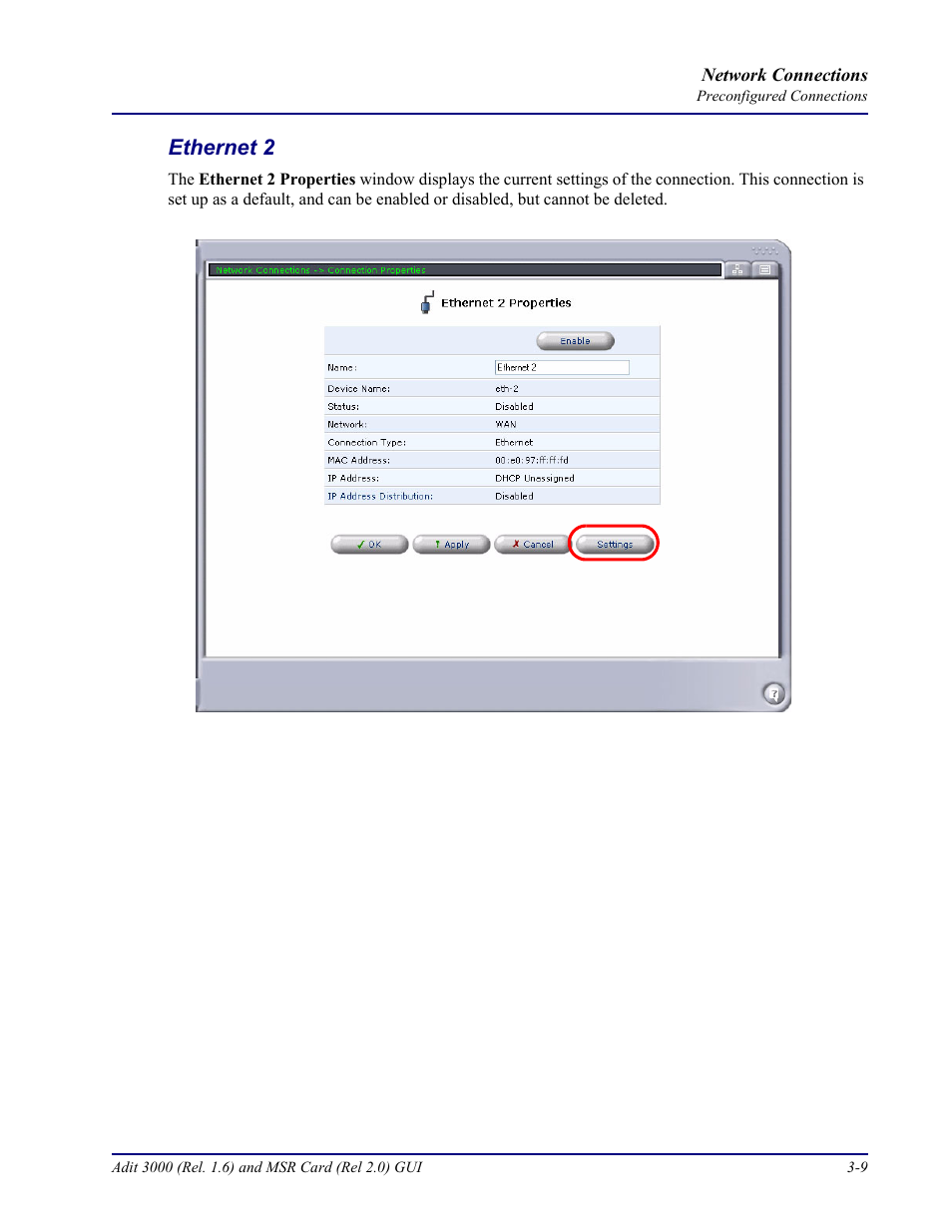 Ethernet 2, Ethernet 2 -9 | Carrier Access Multi-Service Router (MSR) Card MSR/Adit 3K GUI User Manual | Page 119 / 262