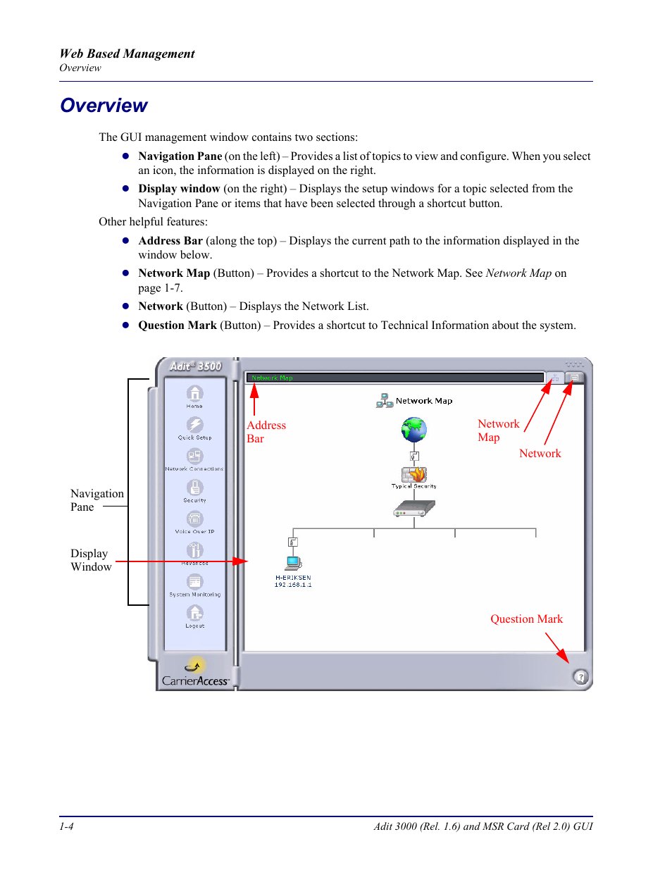 Overview, Overview -4 | Carrier Access Multi-Service Router (MSR) Card MSR/Adit 3K GUI User Manual | Page 12 / 262