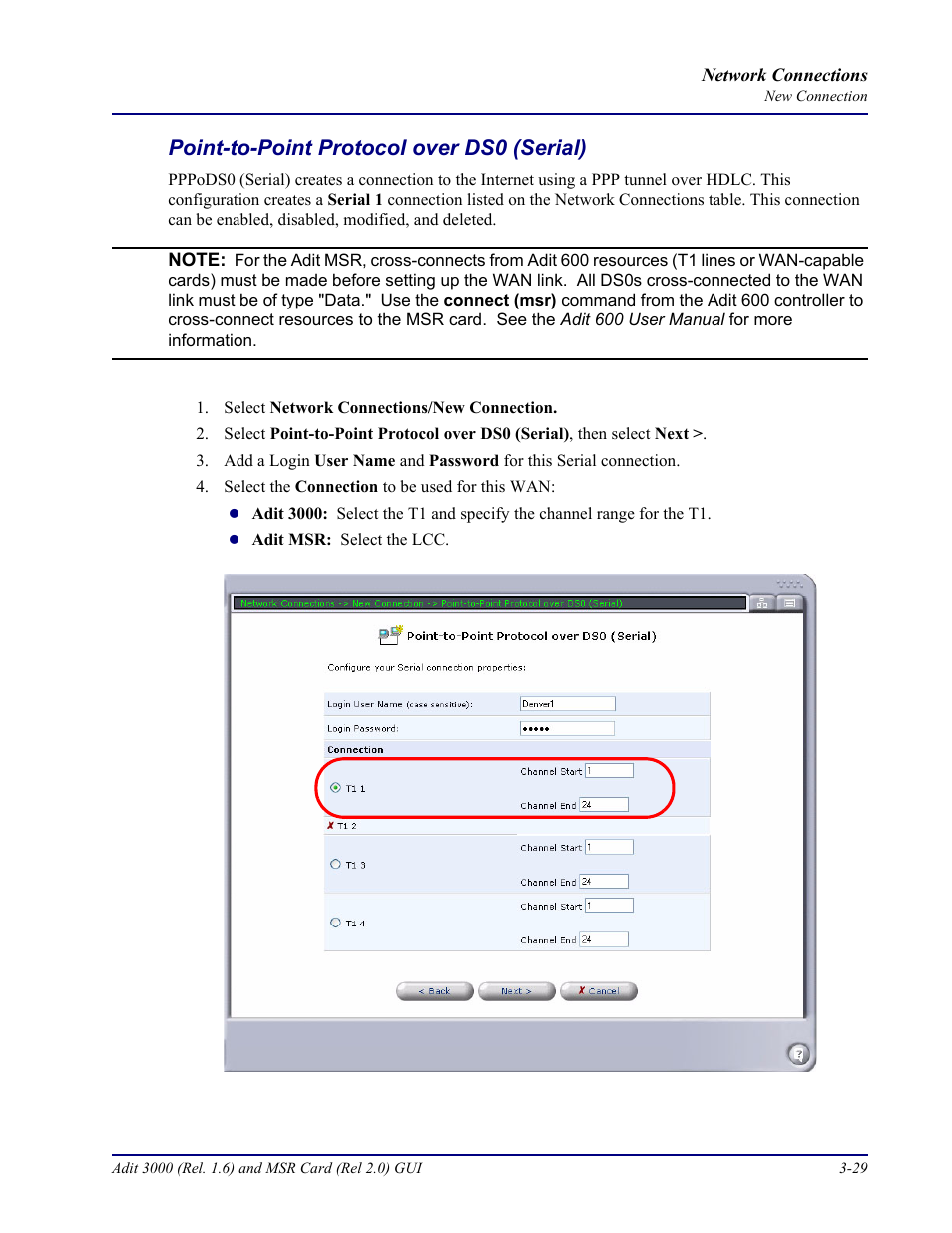 Point-to-point protocol over ds0 (serial), Point-to-point protocol over ds0 (serial) -29 | Carrier Access Multi-Service Router (MSR) Card MSR/Adit 3K GUI User Manual | Page 139 / 262