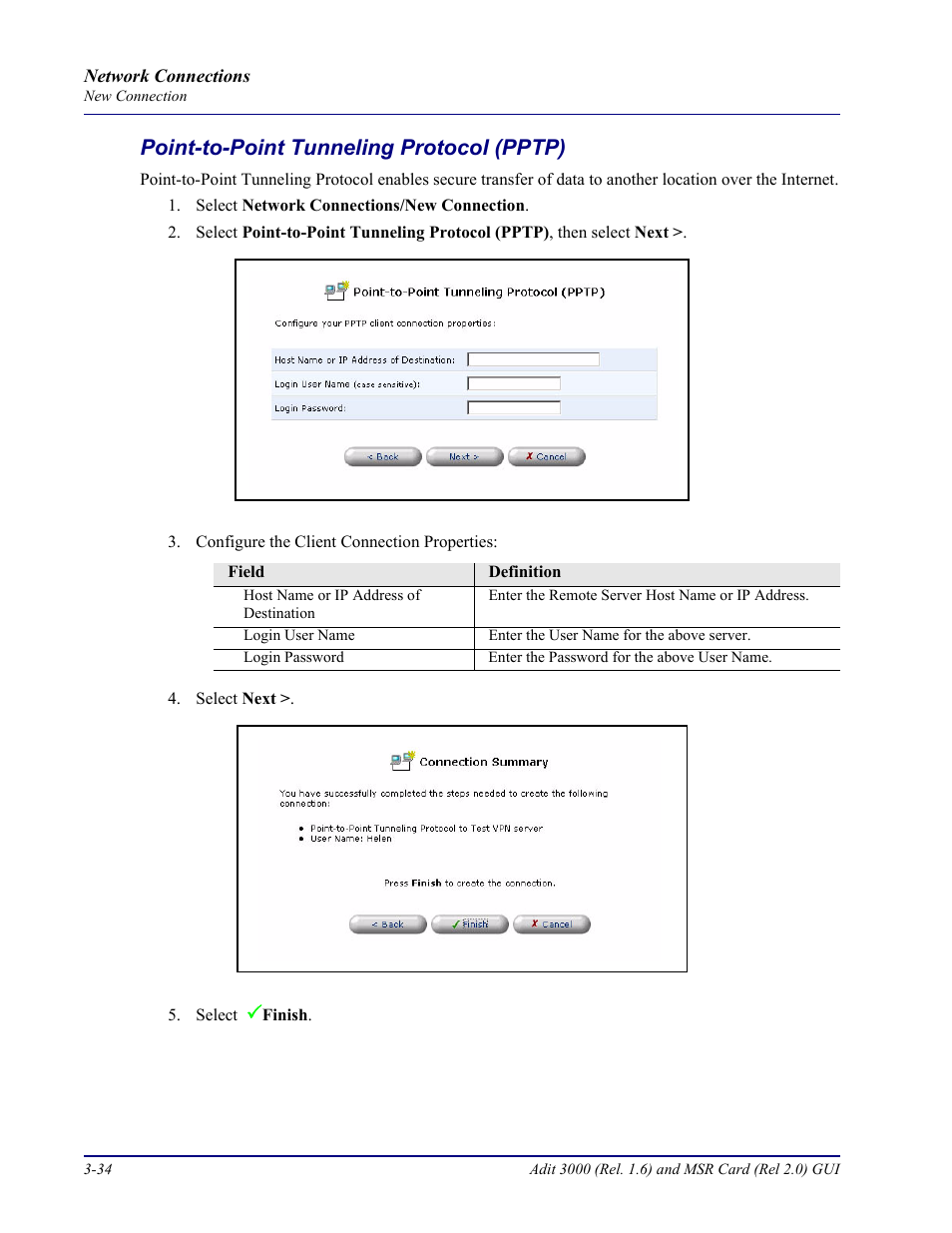 Point-to-point tunneling protocol (pptp), Point-to-point tunneling protocol (pptp) -34 | Carrier Access Multi-Service Router (MSR) Card MSR/Adit 3K GUI User Manual | Page 144 / 262