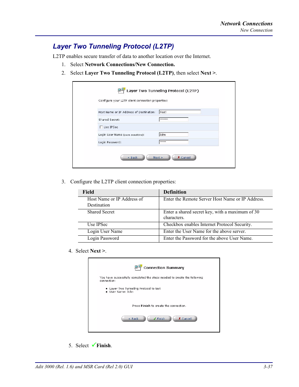 Layer two tunneling protocol (l2tp), Layer two tunneling protocol (l2tp) -37 | Carrier Access Multi-Service Router (MSR) Card MSR/Adit 3K GUI User Manual | Page 147 / 262