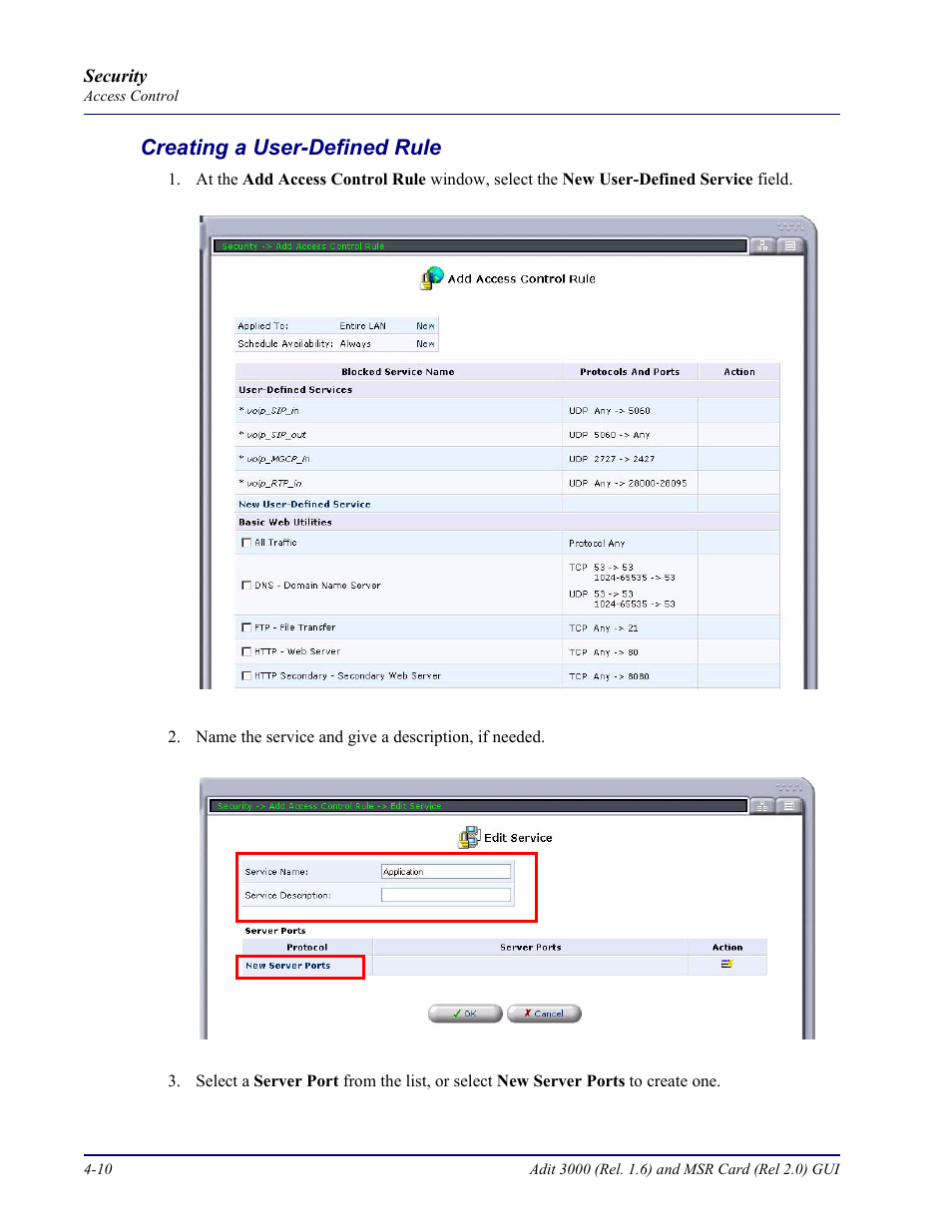 Creating a user-defined rule, Creating a user-defined rule -10 | Carrier Access Multi-Service Router (MSR) Card MSR/Adit 3K GUI User Manual | Page 164 / 262