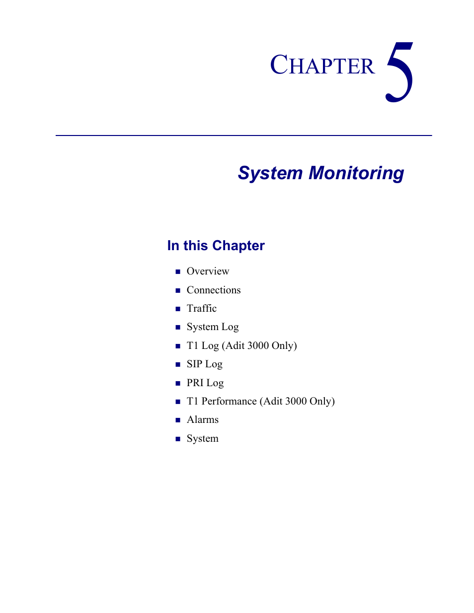 5–system monitoring, System monitoring, Hapter | Carrier Access Multi-Service Router (MSR) Card MSR/Adit 3K GUI User Manual | Page 195 / 262