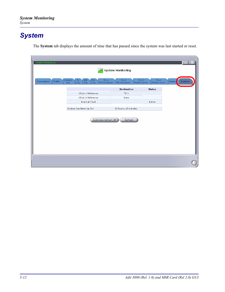 System, System -12 | Carrier Access Multi-Service Router (MSR) Card MSR/Adit 3K GUI User Manual | Page 206 / 262