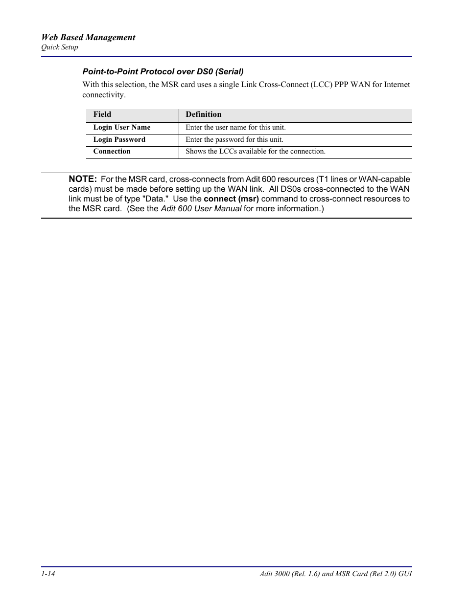 Point-to-point protocol over ds0 (serial) | Carrier Access Multi-Service Router (MSR) Card MSR/Adit 3K GUI User Manual | Page 22 / 262