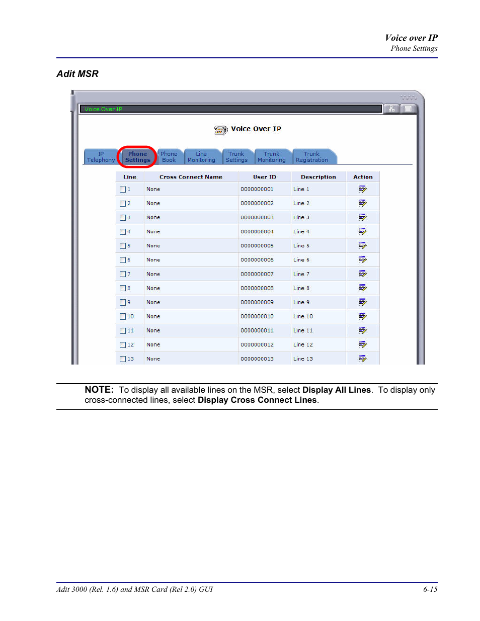 Carrier Access Multi-Service Router (MSR) Card MSR/Adit 3K GUI User Manual | Page 221 / 262