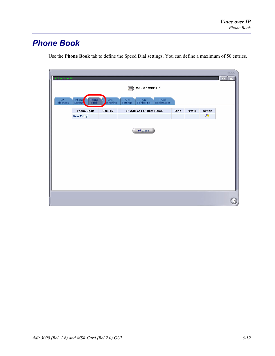 Phone book, Phone book -19 | Carrier Access Multi-Service Router (MSR) Card MSR/Adit 3K GUI User Manual | Page 225 / 262