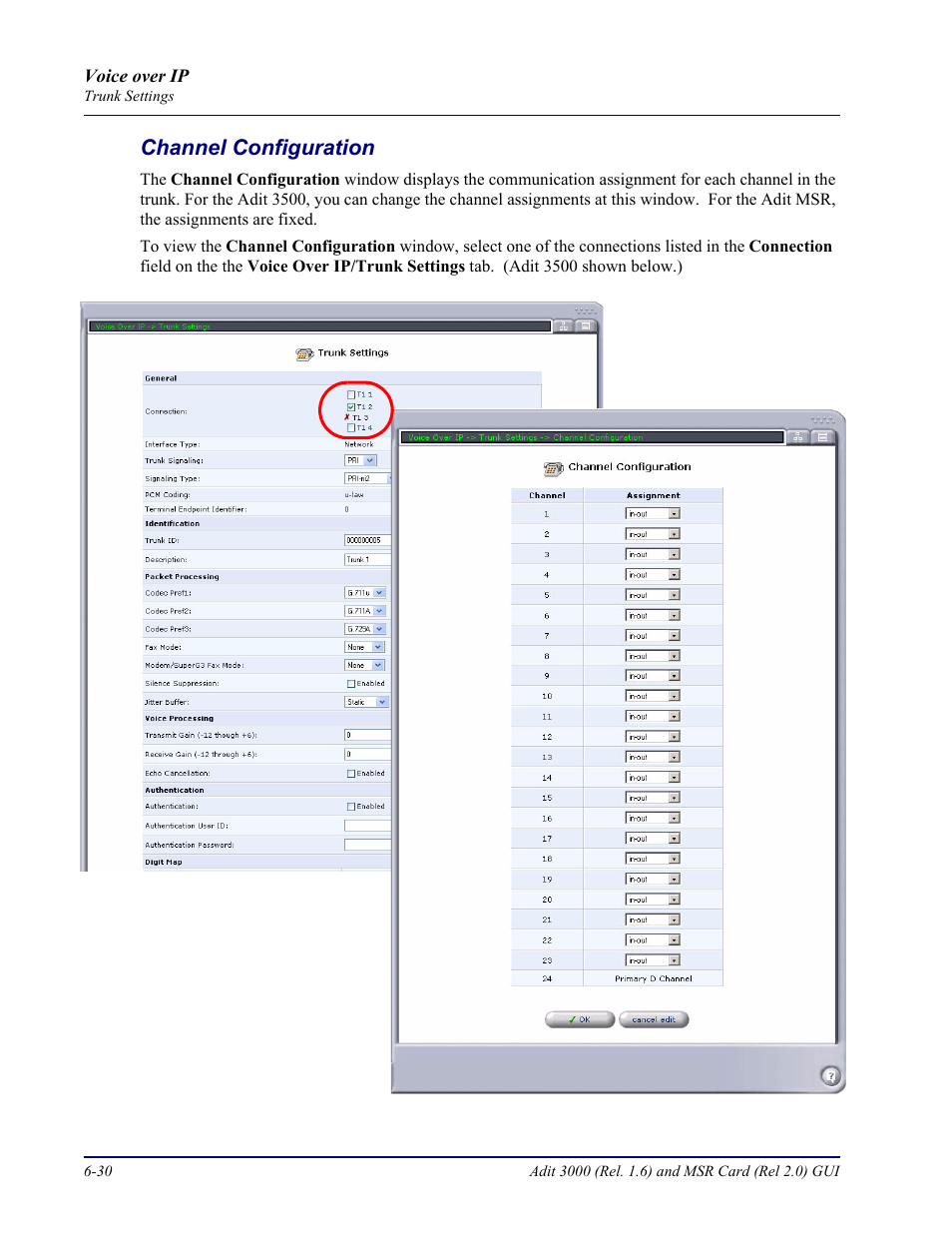 Channel configuration, Channel configuration -30 | Carrier Access Multi-Service Router (MSR) Card MSR/Adit 3K GUI User Manual | Page 236 / 262