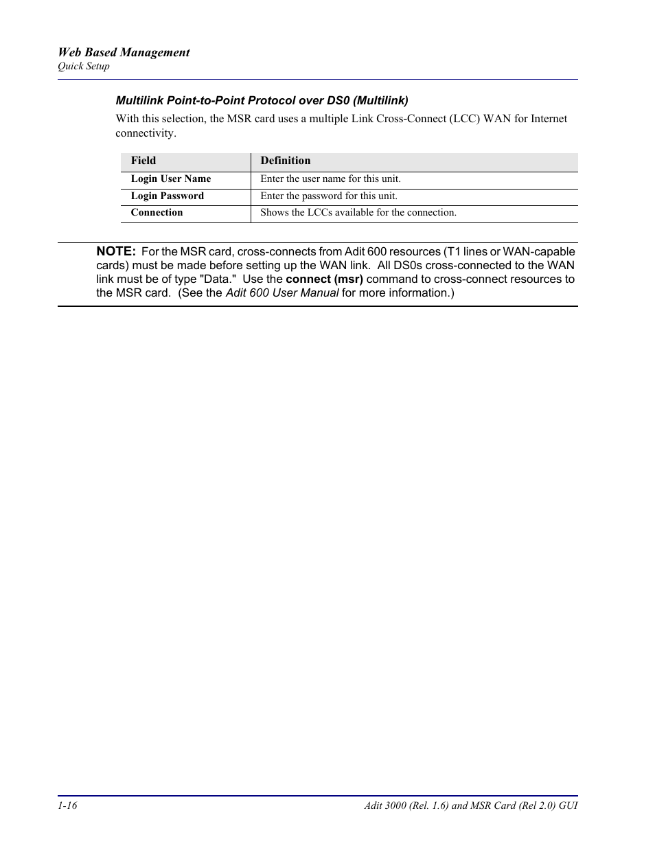 Carrier Access Multi-Service Router (MSR) Card MSR/Adit 3K GUI User Manual | Page 24 / 262