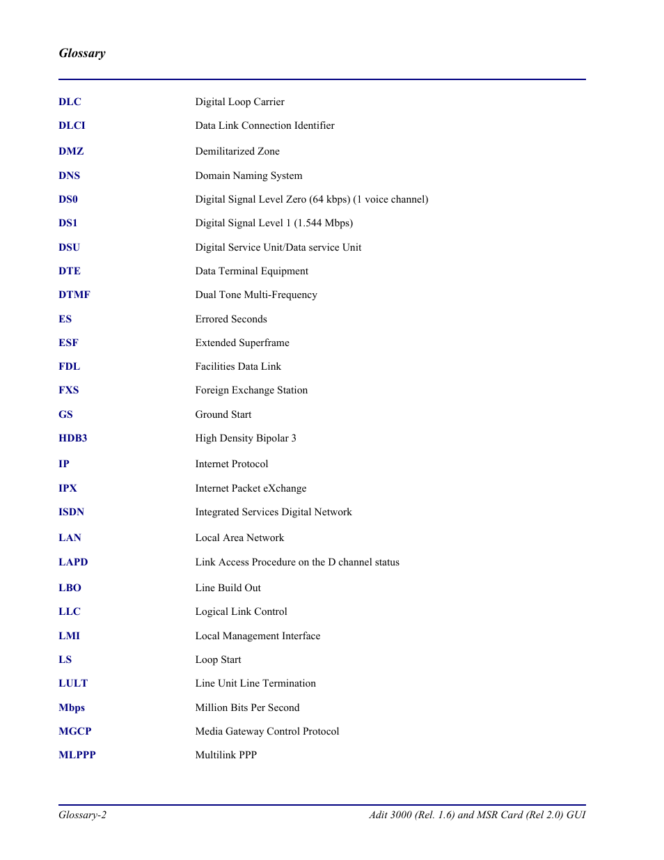 Carrier Access Multi-Service Router (MSR) Card MSR/Adit 3K GUI User Manual | Page 246 / 262