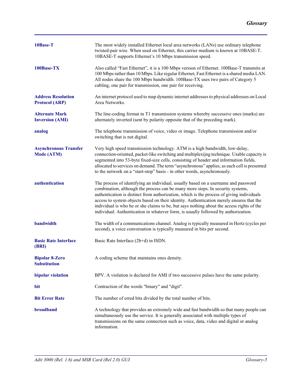 Carrier Access Multi-Service Router (MSR) Card MSR/Adit 3K GUI User Manual | Page 249 / 262