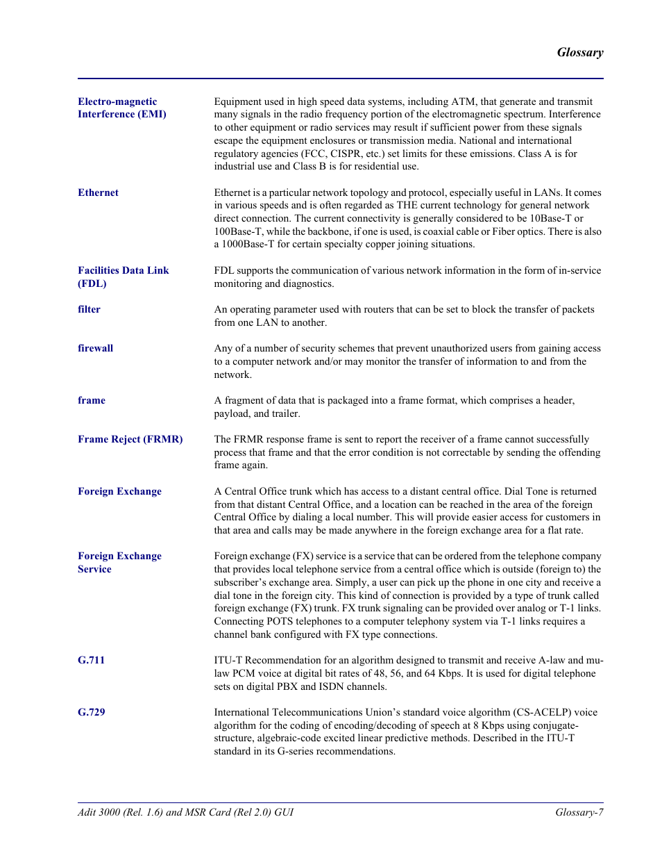 Carrier Access Multi-Service Router (MSR) Card MSR/Adit 3K GUI User Manual | Page 251 / 262