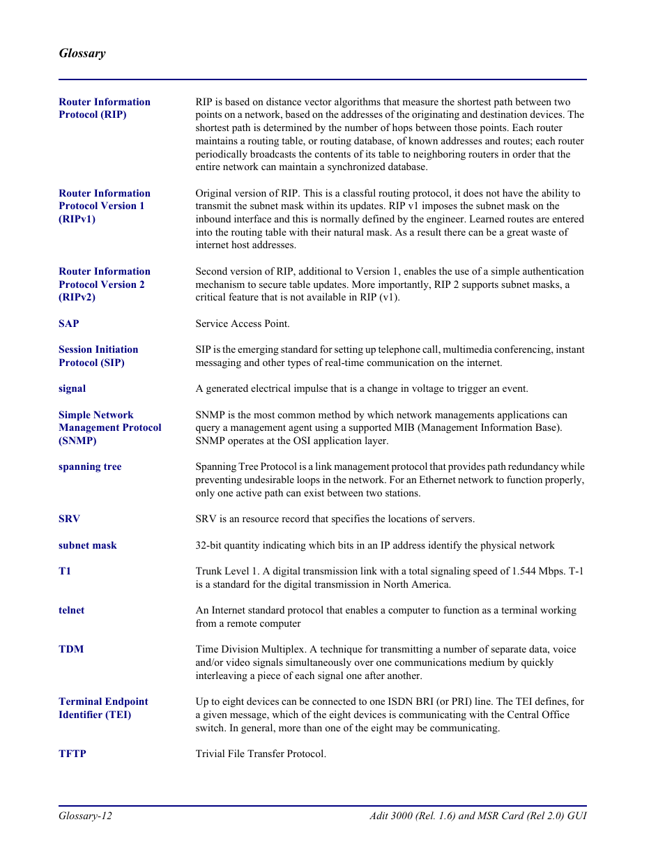 Carrier Access Multi-Service Router (MSR) Card MSR/Adit 3K GUI User Manual | Page 256 / 262