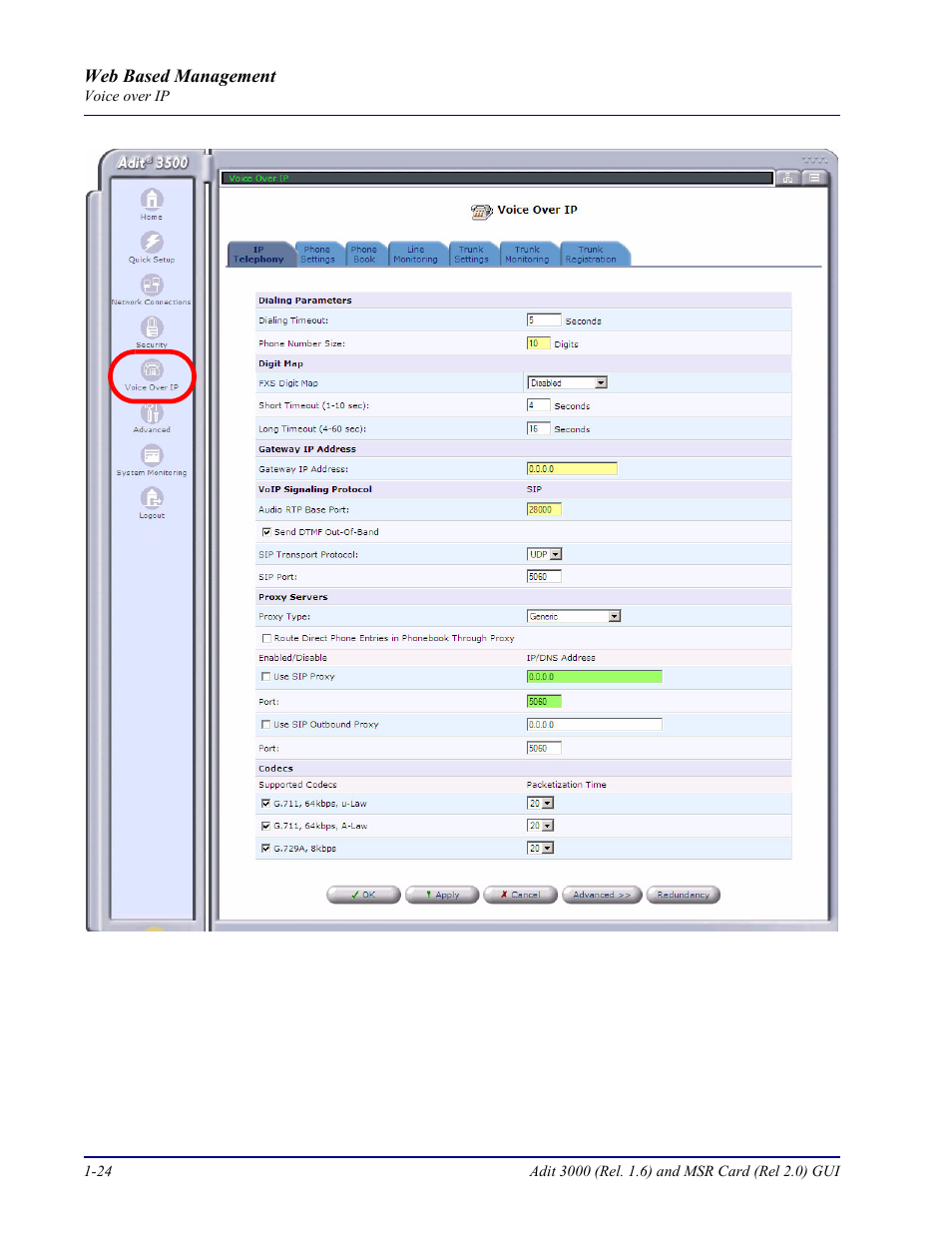 Carrier Access Multi-Service Router (MSR) Card MSR/Adit 3K GUI User Manual | Page 32 / 262
