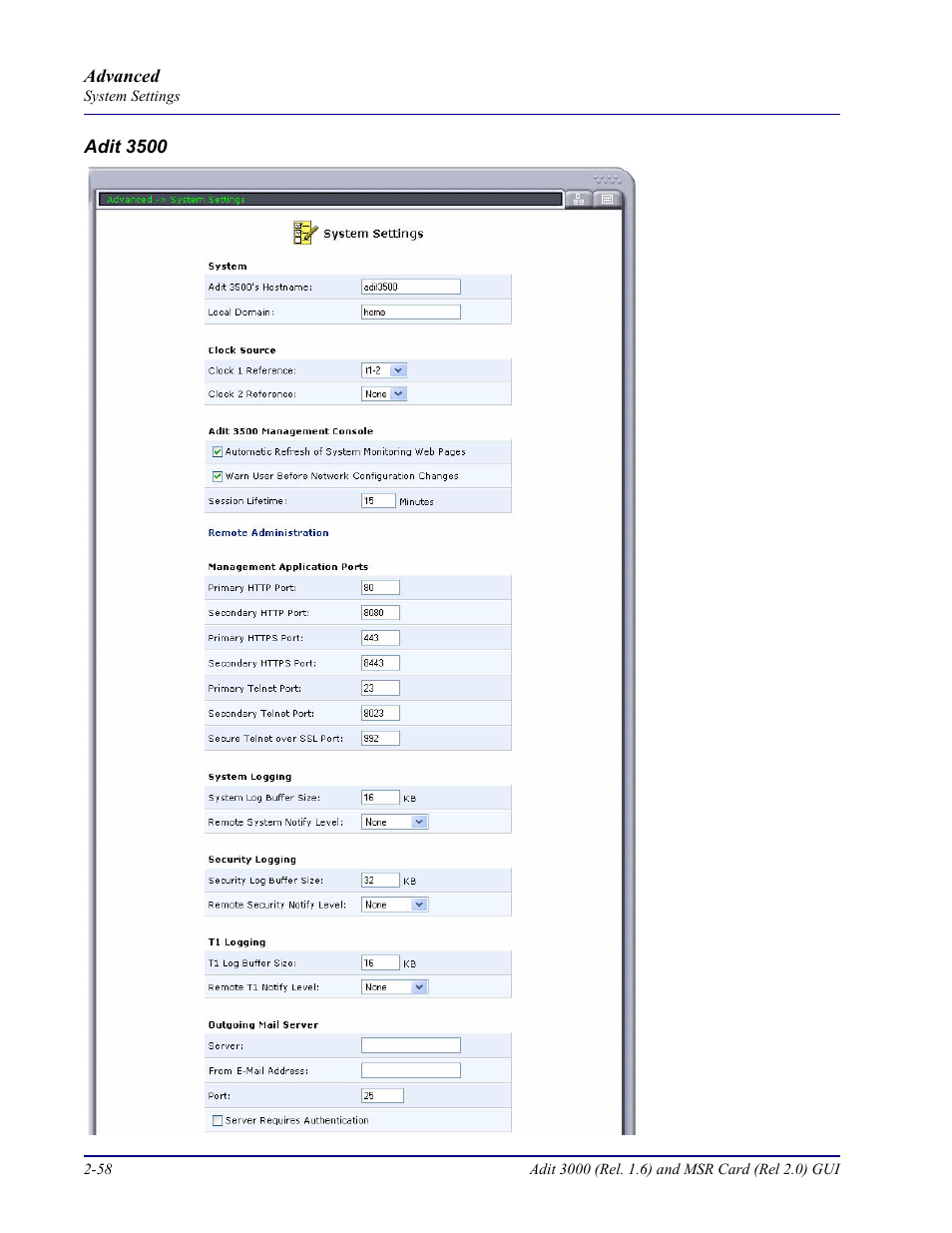Carrier Access Multi-Service Router (MSR) Card MSR/Adit 3K GUI User Manual | Page 94 / 262
