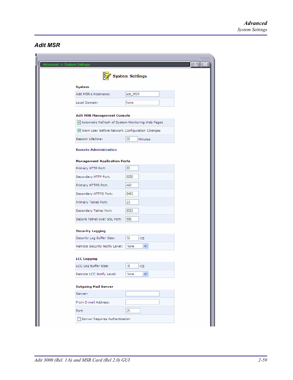 Carrier Access Multi-Service Router (MSR) Card MSR/Adit 3K GUI User Manual | Page 95 / 262