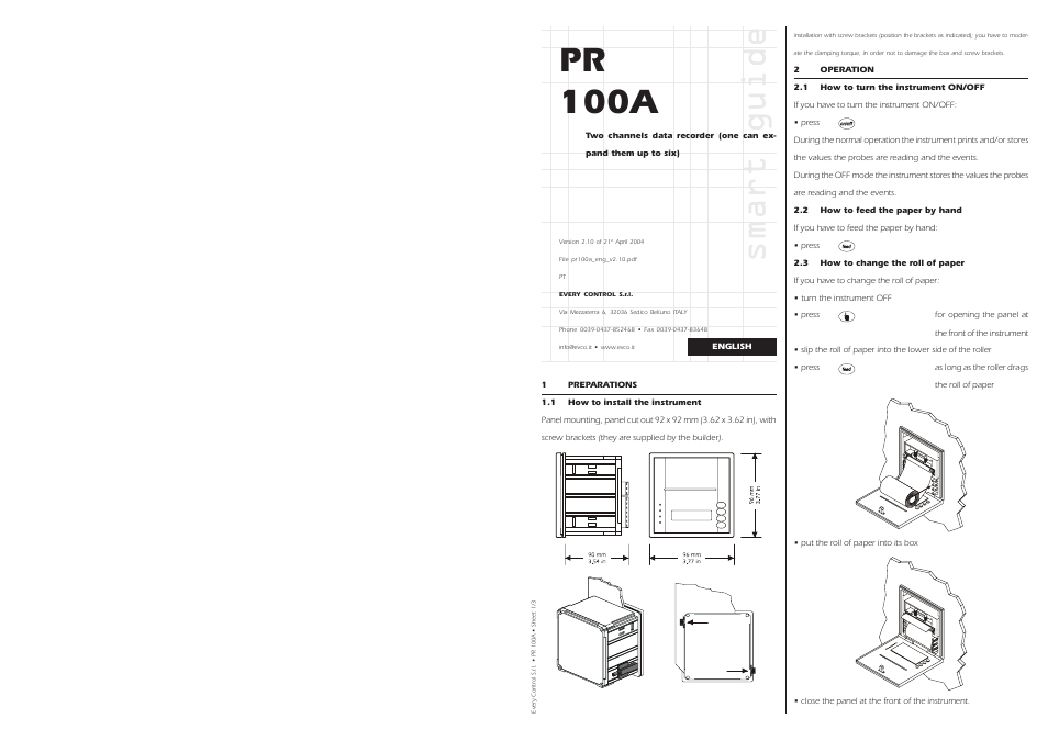 EVCO PR100AX9S001 User Manual | 6 pages