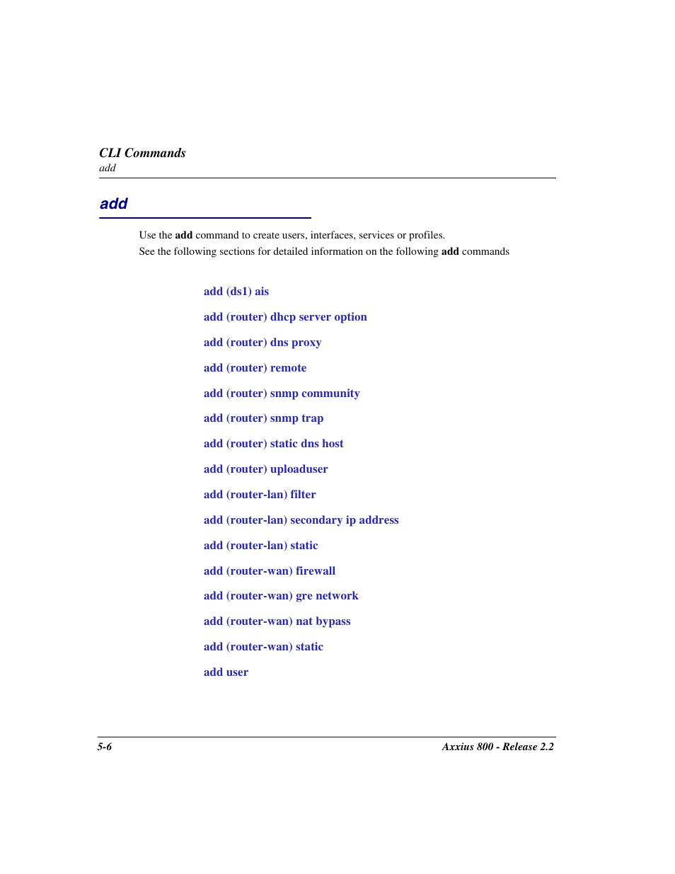 Add -6 | Carrier Access Network Device Axxius 800 User Manual | Page 106 / 568