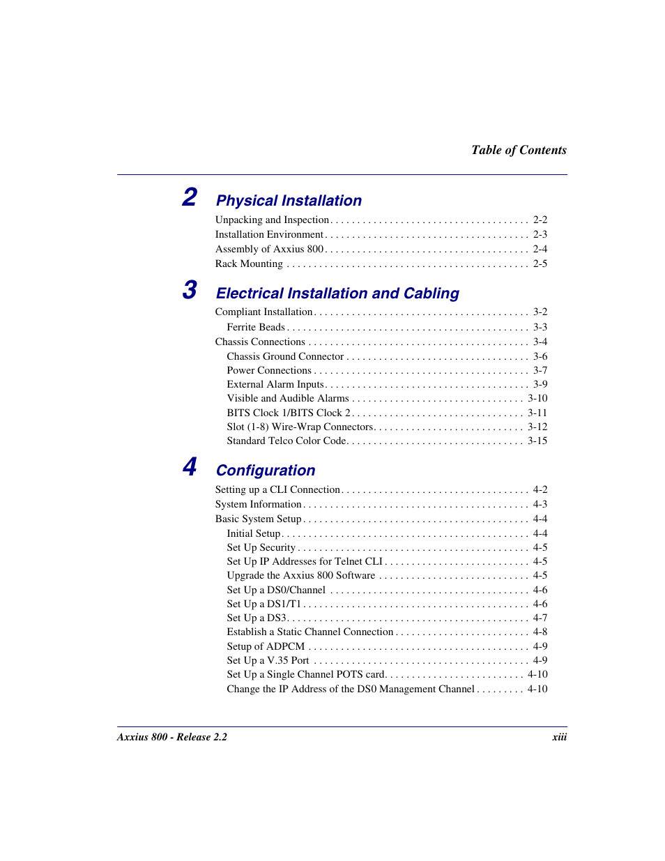 Carrier Access Network Device Axxius 800 User Manual | Page 13 / 568