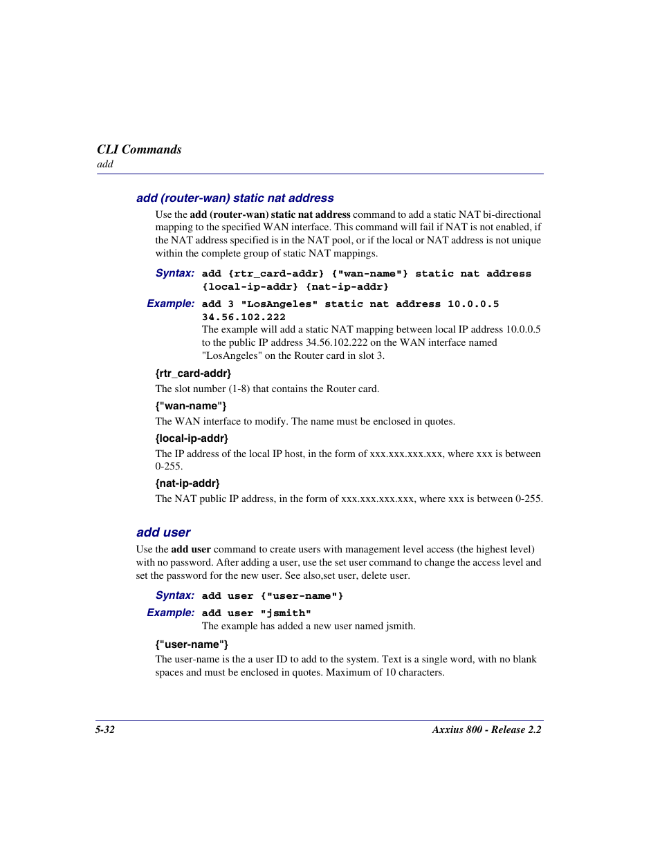 Add user, Add user -32 | Carrier Access Network Device Axxius 800 User Manual | Page 132 / 568