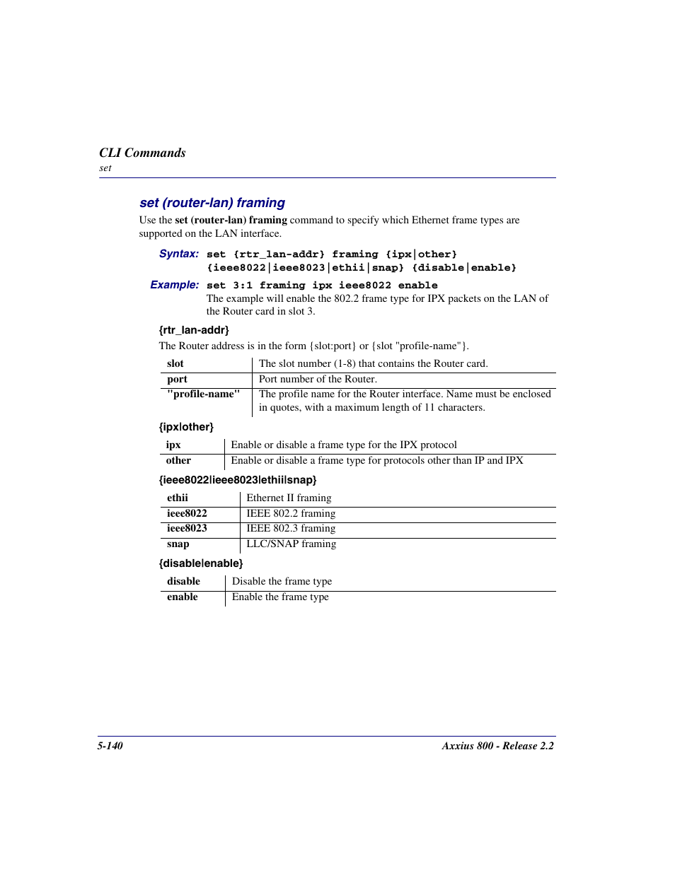 Set (router-lan) framing, Set (router-lan) framing -140 | Carrier Access Network Device Axxius 800 User Manual | Page 240 / 568