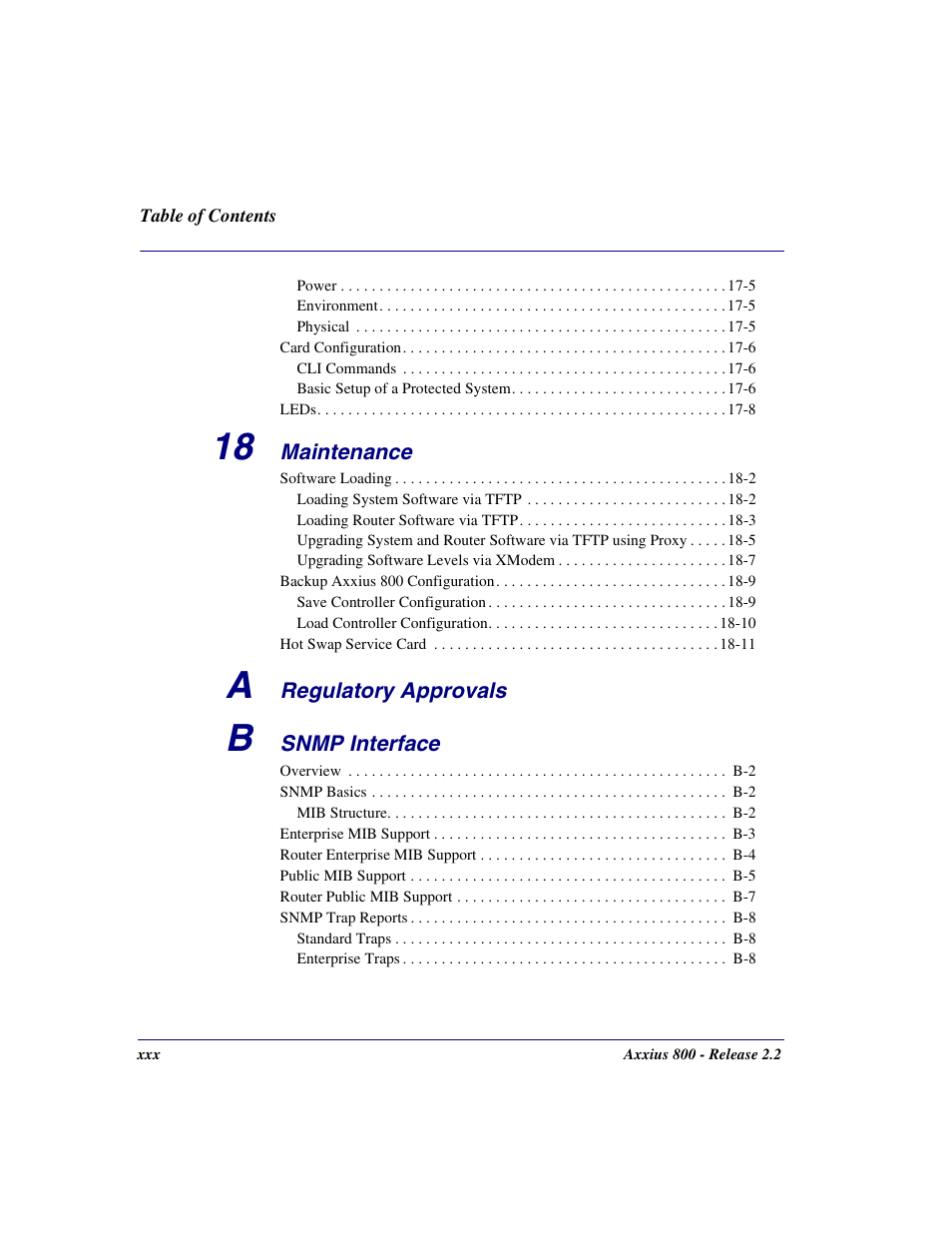 Carrier Access Network Device Axxius 800 User Manual | Page 30 / 568