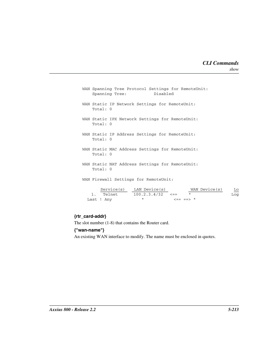 Cli commands | Carrier Access Network Device Axxius 800 User Manual | Page 313 / 568