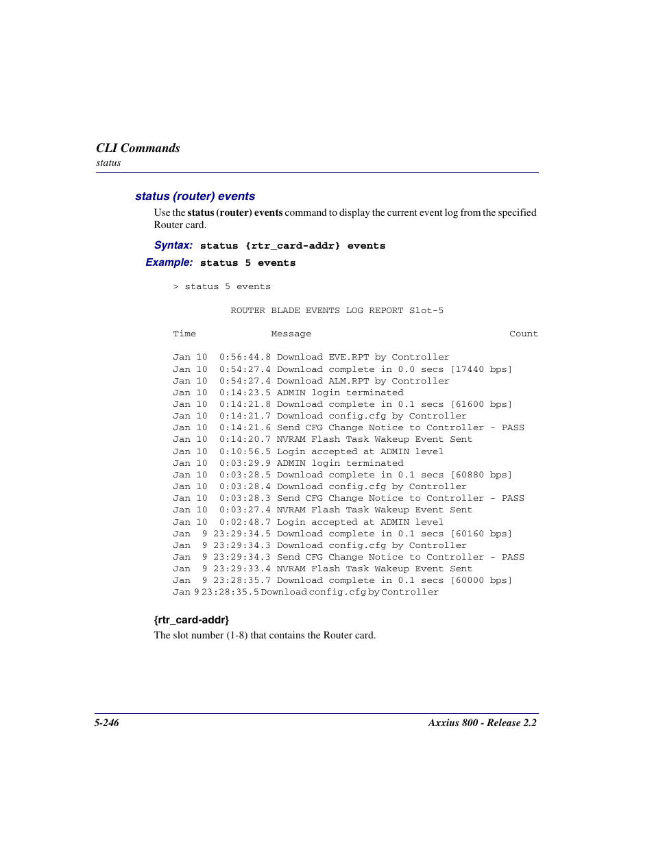 Cli commands | Carrier Access Network Device Axxius 800 User Manual | Page 346 / 568