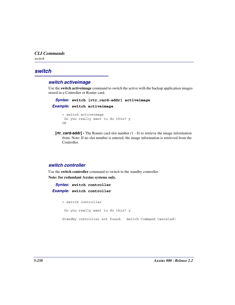 Switch, Switch activeimage, Switch controller | Switch -258, Switch activeimage -258, Switch controller -258, Switch controller c | Carrier Access Network Device Axxius 800 User Manual | Page 358 / 568