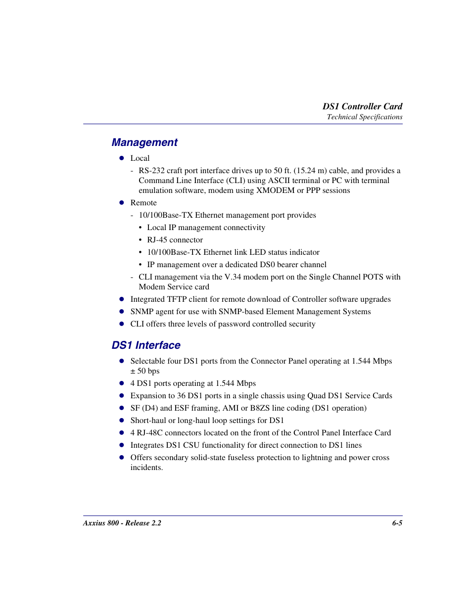 Management, Ds1 interface, Management -5 ds1 interface -5 | Carrier Access Network Device Axxius 800 User Manual | Page 367 / 568